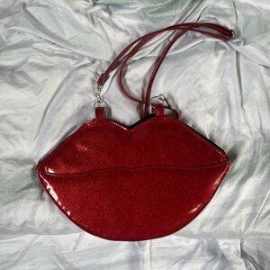 Large SPARKLE LIPS MAKEUP TOOL BRUSH Case Holder Shoulder Carry Bag